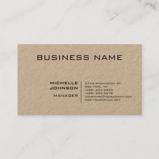 Professionele moderne minimalistische platte Kraft Visitekaartje (Voorkant)