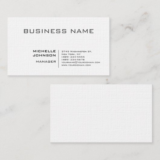 Professionele, moderne minimalistische Premium Lin Visitekaartje (Voorkant / Achterkant)