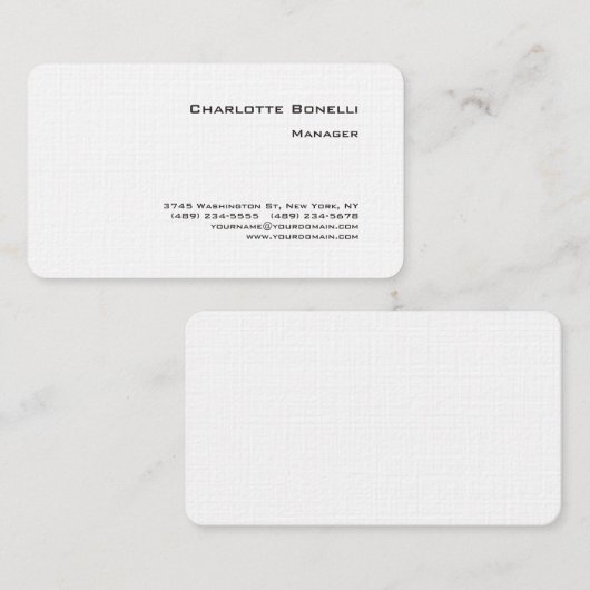 Professionele, moderne minimalistische Premium Lin Visitekaartje (Voorkant / Achterkant)