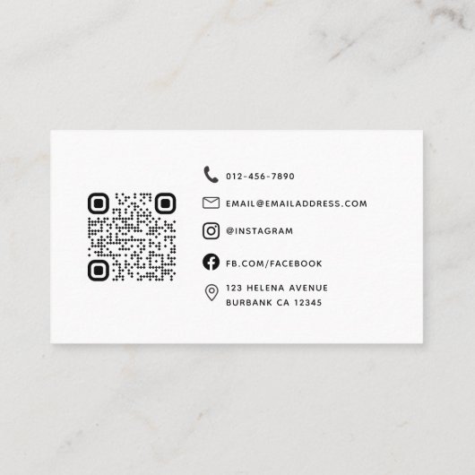 Professionele, moderne, minimalistische Qr-code vo Visitekaartje (Achterkant)