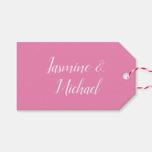 Professionele moderne minimalistische roze kleur cadeaulabel (Voorkant (Horizontaal))