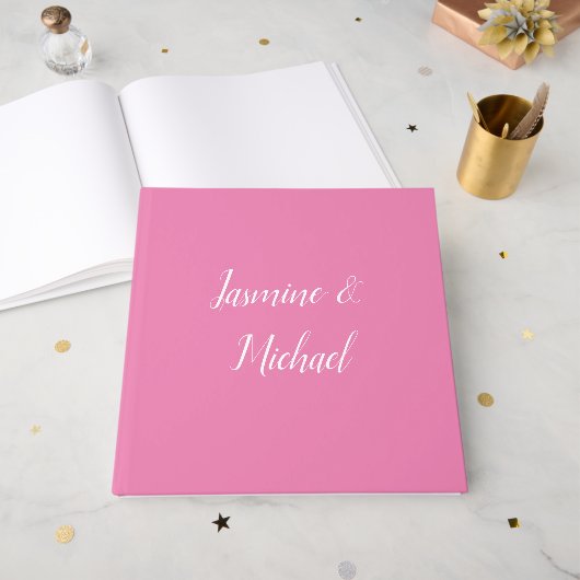 Professionele moderne minimalistische roze kleur gastenboek (Voorkant open)