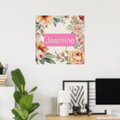 Professionele Moderne Minimalistische Rozen Bloem Poster (Thuiskantoor)