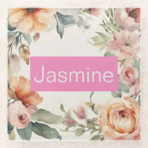 Professionele Moderne Minimalistische Rozen Bloeme Glazen Onderzetter