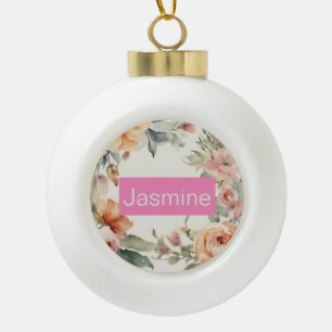 Professionele Moderne Minimalistische Rozen Bloeme Keramische Bal Ornament