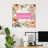 Professionele Moderne Minimalistische Rozen Bloeme Poster (Thuiskantoor)