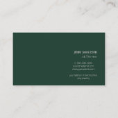 Professionele moderne minimalistische smaragdgroen visitekaartje (Achterkant)
