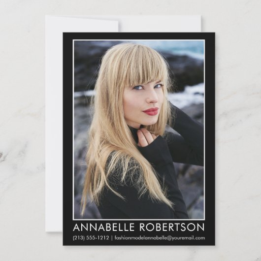 Professionele Moderne Model Actor Fotokaart Kaart (Voorkant)