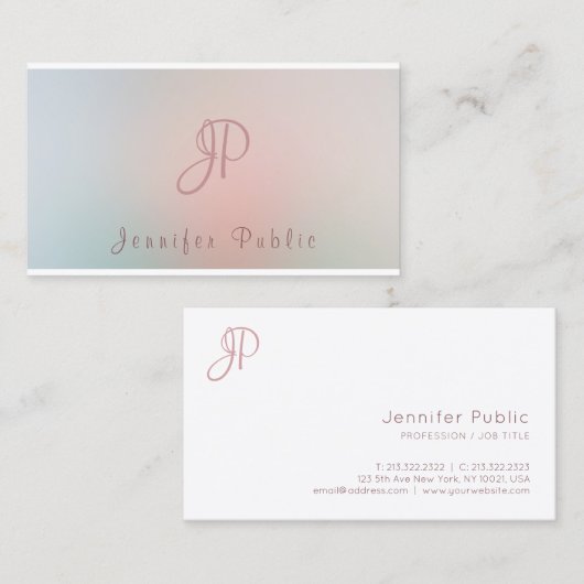 Professionele moderne monogram elegante kleuren visitekaartje (Voorkant / Achterkant)