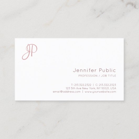 Professionele moderne monogram elegante kleuren visitekaartje (Achterkant)
