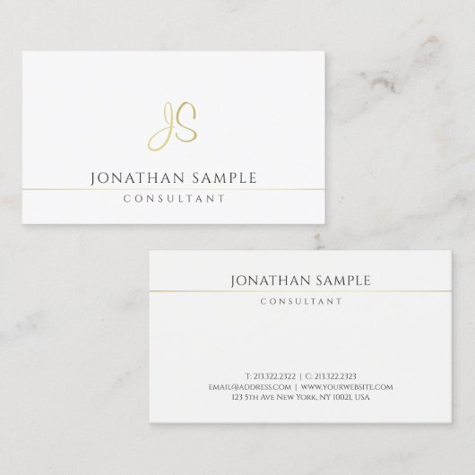 Professionele Moderne Monogram Elegante Sjabloon Visitekaartje (Voorkant / Achterkant)