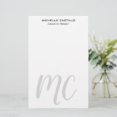 Professionele Moderne Monogram Minimalistische Briefpapier (Staand voorkant)