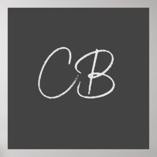 Professionele Moderne Monogram Minimalistische Ini Poster