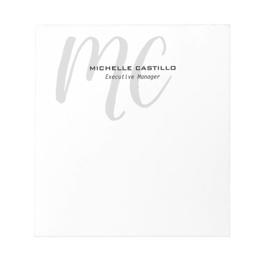 Professionele Moderne Monogram Minimalistische Notitieblok (Voorkant)