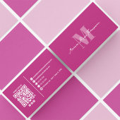 Professionele Moderne Monogram Roze QR-code  Visitekaartje
