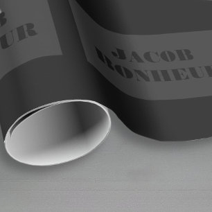 Professionele Moderne Naam   Donkergrijs en zwart Cadeaupapier