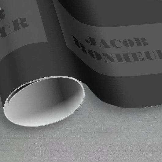 Professionele Moderne Naam | Donkergrijs en zwart Cadeaupapier