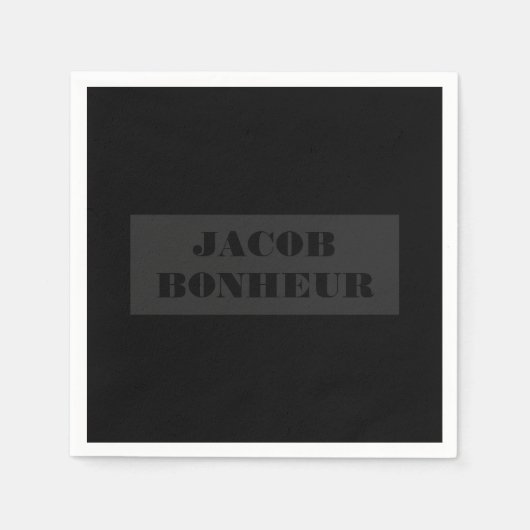 Professionele Moderne Naam | Donkergrijs en zwart Servet (Voorkant)