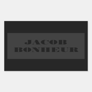 Professionele Moderne Naam Donkergrijs & Zwart Rechthoekige Sticker