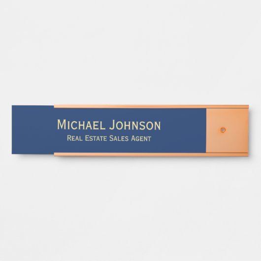 Professionele moderne Navy Blue Kantoor naam titel Deurbordje (Voorkant)