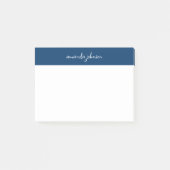 Professionele moderne Navy Blue Monogram volledige Post-it® Notes (Voorkant)