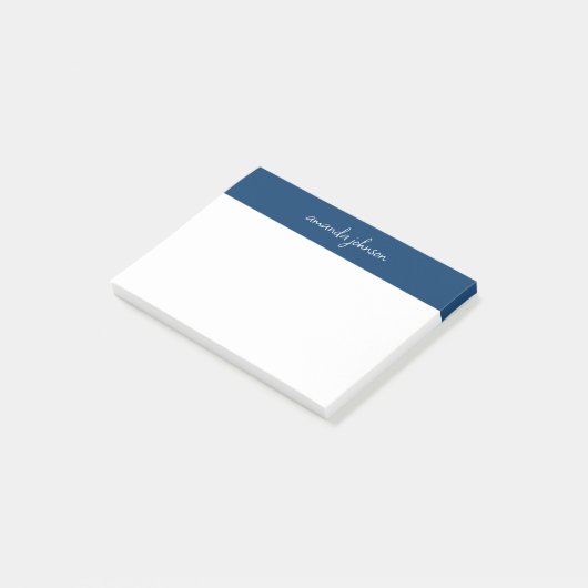 Professionele moderne Navy Blue Monogram volledige Post-it® Notes (Schuin)