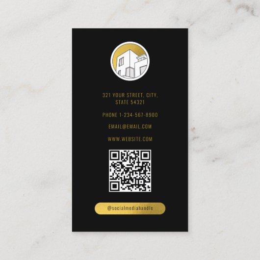 Professionele moderne onroerend goed foto verticaa visitekaartje (Achterkant)