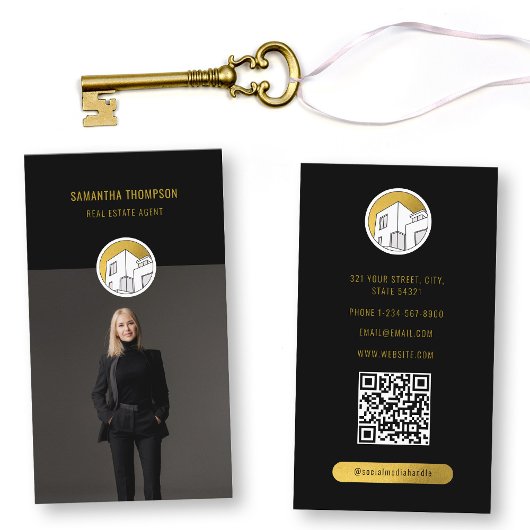 Professionele moderne onroerend goed foto verticaa visitekaartje