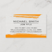 Professionele, moderne Oranje penseelstreek Visitekaartje (Achterkant)