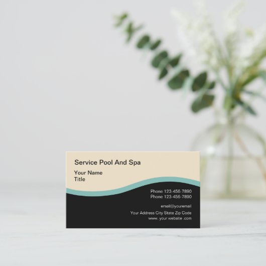 Professionele moderne poolservice visitekaartje (Staand voorkant)
