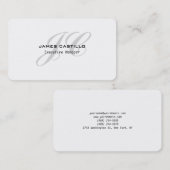 Professionele moderne Premium Gray Monogrammen Visitekaartje (Voorkant / Achterkant)