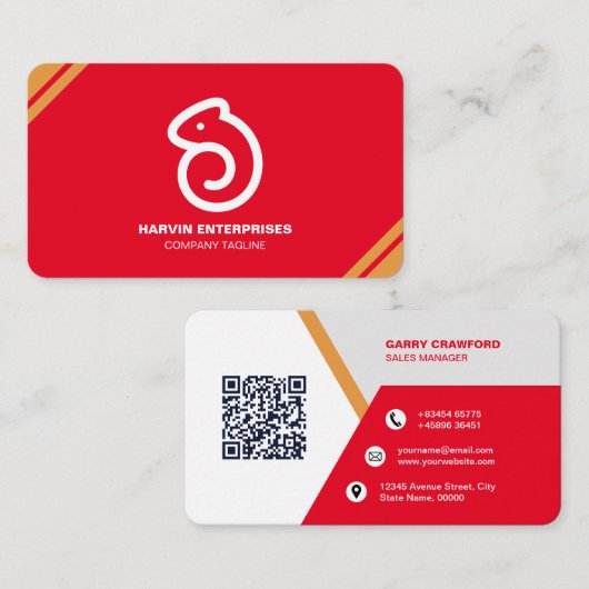 Professionele moderne QR-code Aangepast aangepast Visitekaartje (Voorkant / Achterkant)