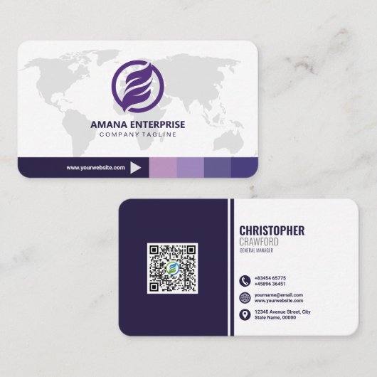 Professionele moderne QR-code, aangepast Visitekaartje (Voorkant / Achterkant)
