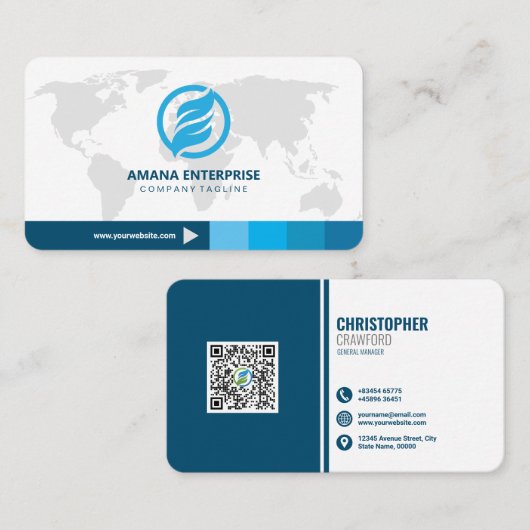 Professionele moderne QR-code, aangepast Visitekaartje (Voorkant / Achterkant)