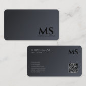 Professionele moderne QR-code Elegant zwart monogr Visitekaartje (Voorkant / Achterkant)