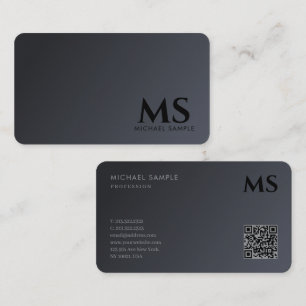 Professionele moderne QR-code Elegant zwart monogr Visitekaartje