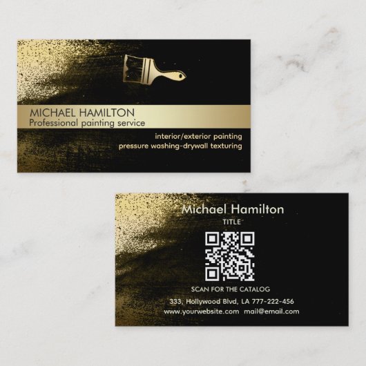 Professionele moderne QR-code schilderservice goud Visitekaartje (Voorkant / Achterkant)