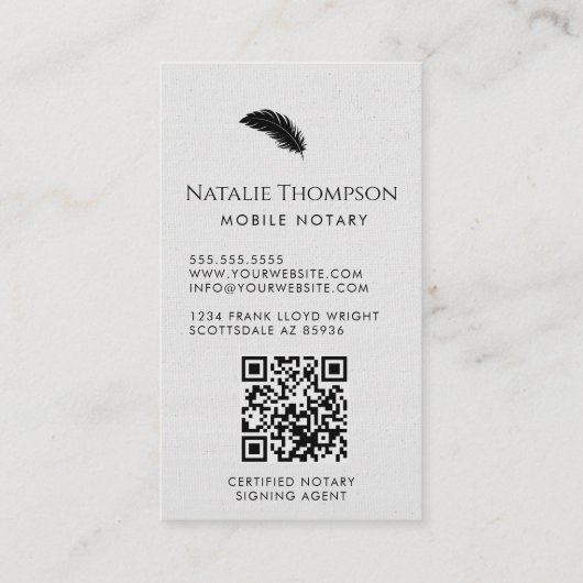Professionele Moderne QR Code Verticale Notaris Op Visitekaartje (Achterkant)