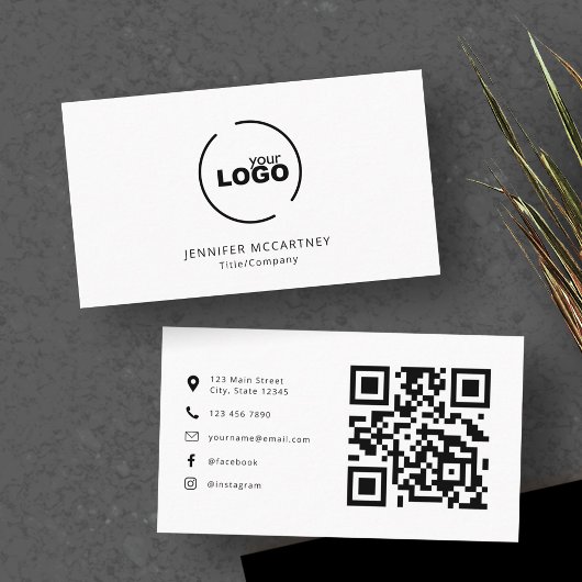Professionele moderne QR-code zwart-wit Visitekaartje