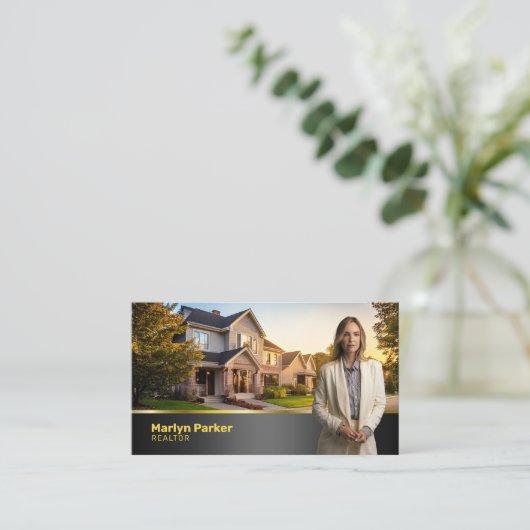 Professionele Moderne Realtor Foto Logo & QR Code Visitekaartje (Staand voorkant)