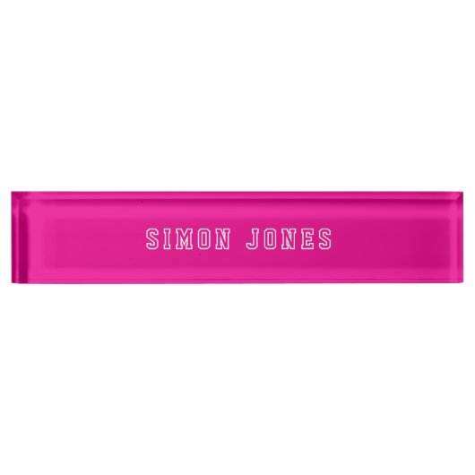Professionele Moderne Retro Hot Pink Naambordje (Voorkant)