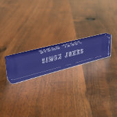 Professionele Moderne  Retro Navy Blauw Naambordje (Zijkant)