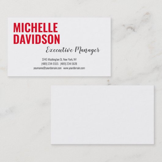Professionele Moderne Rode Witte Minimalistische V Visitekaartje (Voorkant / Achterkant)