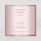 Professionele Moderne Roos Gouden Chique Eenvoudig Vierkante Visitekaartje (Achterkant)