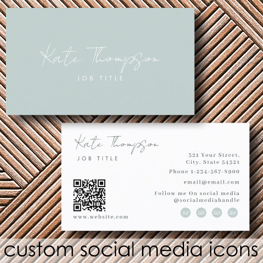 Professionele moderne Sage Green Minimalistische Q Visitekaartje