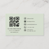 Professionele moderne Sage Green QR-code Visitekaartje (Voorkant)
