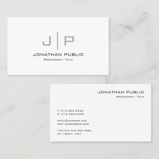 Professionele moderne schone Sjabloon monogram Visitekaartje (Voorkant / Achterkant)