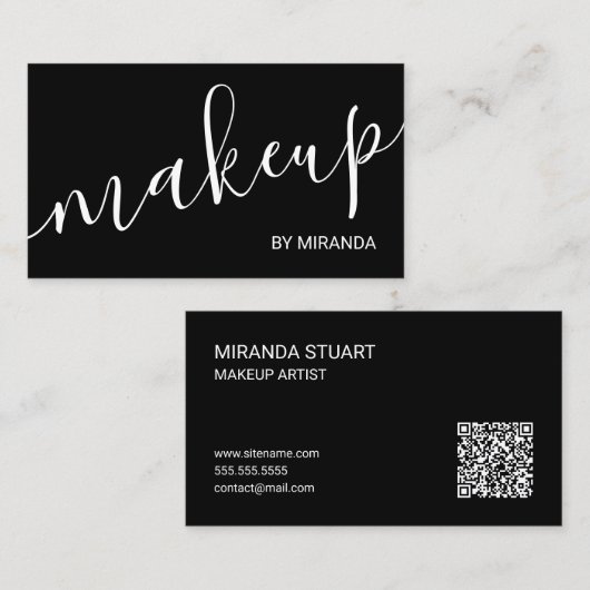 Professionele Moderne Script Make-up Artiest Visitekaartje (Voorkant / Achterkant)