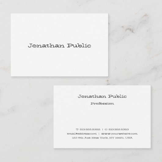 Professionele moderne script minimalistische Sjabl Visitekaartje (Voorkant / Achterkant)