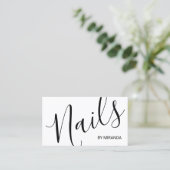 Professionele Moderne Script Nagelsalon Visitekaartje (Staand voorkant)